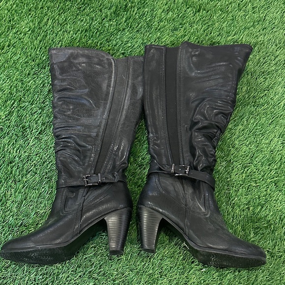 Shoes - Black Leather Knee-High Boots